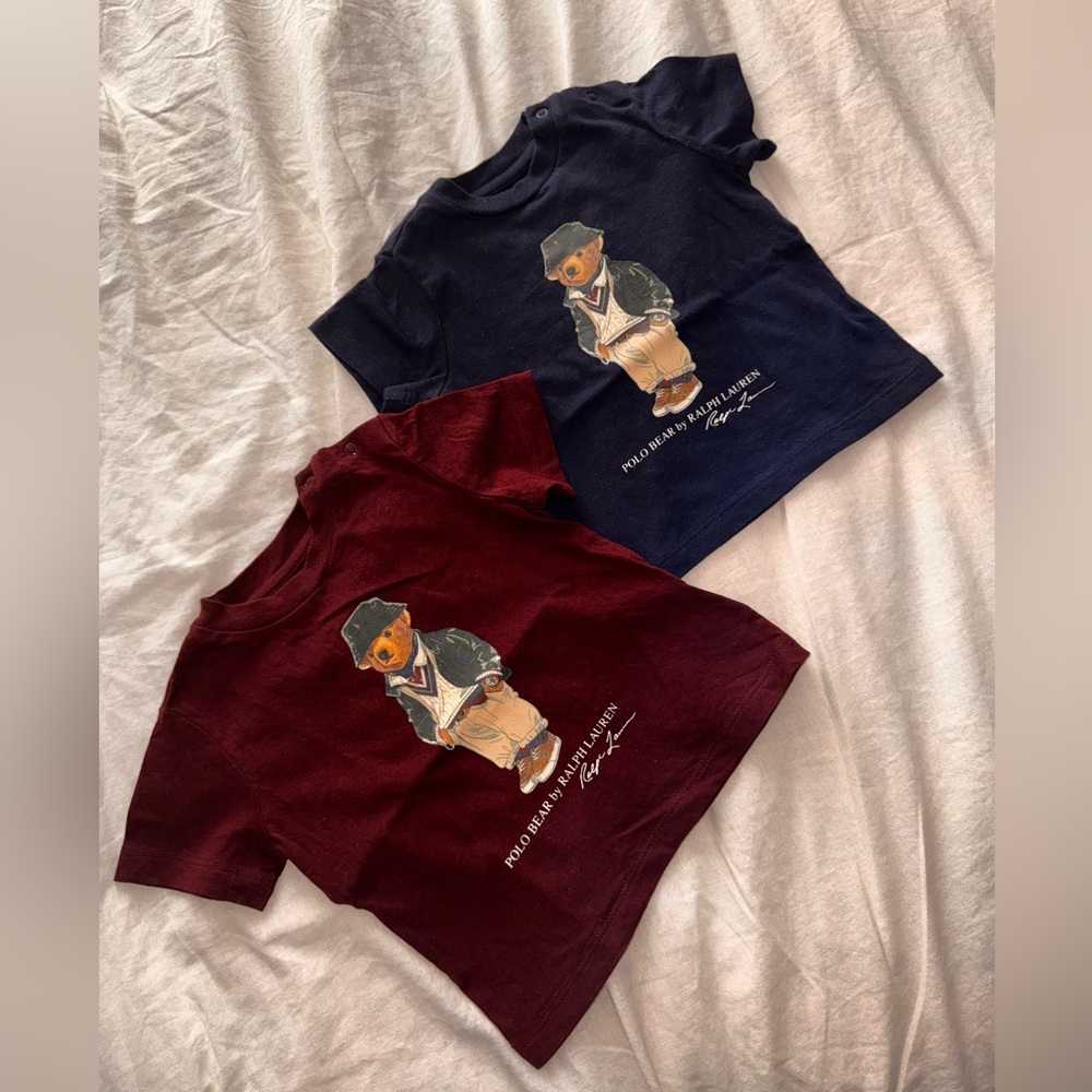 Polo by Ralph Lauren Kids Polo Bear Short Sleeve Tees - Navy & Burgundy
